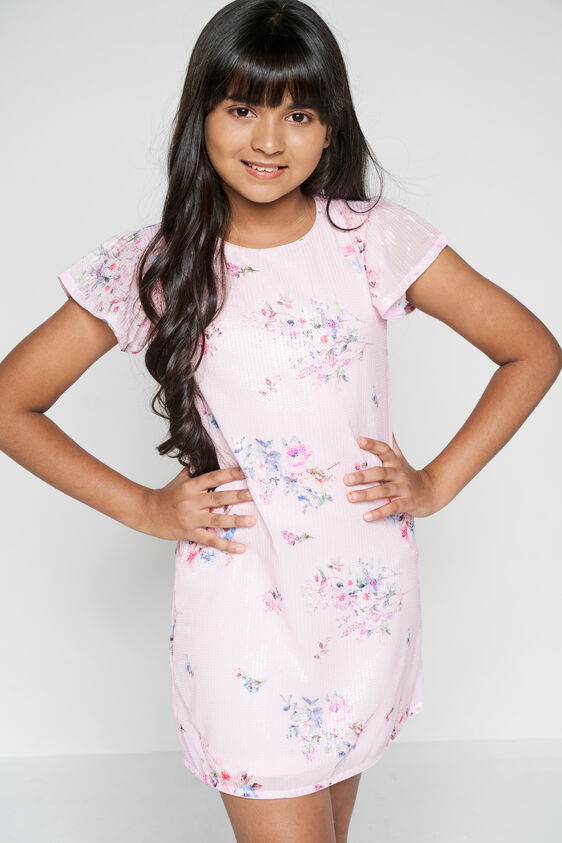 Pink Floral Party Dress, Pink, image 1